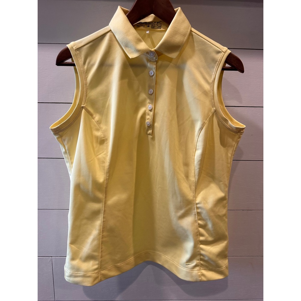 Nike Golf Dri-FIT Sleeveless Polo Shirt Womens Medium Yellow Performance Top